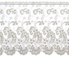 Plauener Spitze by Modespitze, Store Bistro Gardine Tüllgardine Florentiner mit Stangendurchzug, hochwertige Stickerei, Höhe 57 cm, Breite 118 cm, Creme