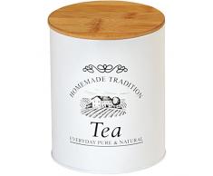 Kesper 38251 Teedose Landhaus klein, weiß/braun, 11 x 11 x 13.5 cm