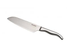Le Creuset Santoku Messer, 18 cm 18/8 Damaststahlklinge mit glattem Schliff, Edelstahlgriff, Rostfrei, Silber