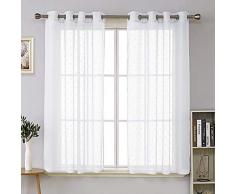 Deconovo Voile Gardinen transparent Wohnzimmer, Polyester, Weiß, 175x140, 2