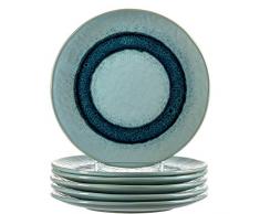 Leonardo Teller Matera 6-er Set, 22,5 cm, 6 Keramik Teller, spülmaschinengeeignet, mit Glasur, blau, 018544
