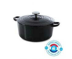 BK Cookware H6071.528 BK Bourgogne Schmortopf 28 cm/6.7L, Emailliertes Gusseisen, Deckel mit Tropfringen, Induktions-/Backofengeeignet, Spülmaschinenfest, Jet Schwarz