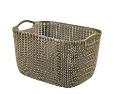 Curver 03700-X59-00 Strickoptik L 19 L Aufbewahrungskorb, Plastik, Harvest braun, 39,5 x 29,5 x 23,6 cm