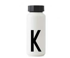 Design Buchstaben personalisierbare weiße Thermo-Edelstahlflasche für heiße und kalte Getränke, isolierte Trinkflasche für unterwegs, für Arbeit, Schule, Sport und Fitnessstudio – K