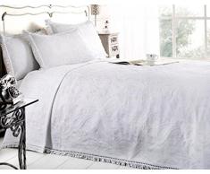 New Mafalda weiß Tagesdecke Portugiesisch Stil Sofa Bett Überwurf Mix Baumwolle, Weiß, Doppelbett by Emma Barclay