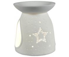 Himmlische Düfte Geschenkartikel GmbH Oilburner Stern Duftlampe, Porzellan, weiß, 10 x 10 x 12 cm