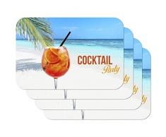 Venilia Orange Cocktail-Time Tischset Platzset für Esszimmer Cocktailparty, 4er Set abwischbar Polypropylen, lebensmittelecht 45 x 30 cm, 4 Stück, 59090, Kunststoff, Muster