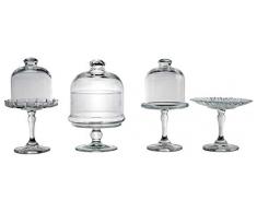 Creatable 17884, Serie Patisserie, Mini Set 4 teilig Tortenplatten, 4tlg, Glas, transparent, 32,5x23,5x22,5