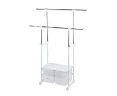 WENKO 4364900100 Kleiderständer White Star - individuell verstellbar, mit 4 Boxen, verchromtes Metall, 78.5-127 x 131-174 x 43 cm, Chrom