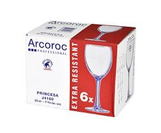 Arcoroc Princesa Rotweinkelch 230ml, ohne Füllstrich, 6 Stück