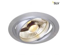 SLV LED Deckeneinbaustrahler NEW TRIA 150 I rund, single, QPAR 111, GU10, LS, Blattfeder, aluminium eloxiert, Einbauleuchte, Deckenstrahler, dreh- und schwenkbare Deckeneinbauleuchte, Indoor