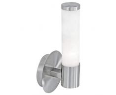 Eglo Wandleuchte Modell Palmera / 1 flammig/in nickelmattem Stahl und opalem Glas/HV 1 x E14 max. 40 W/exklusiv Leuchtmittel/Schutzgrad IP 44 / geeignet für das Badezimmer / 12.5 x 27 cm 87221