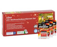 Idena LED Christbaumkerzen, 10er Set, kabellos, multicolor, ca. 9 cm, inklusive Fernbedienung und Energizer Premium Alkaline Batterien, 10112552