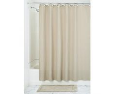 InterDesign York Duschvorhang aus Baumwollgemisch mit Waffelmuster - 183 x 183 cm, leinen