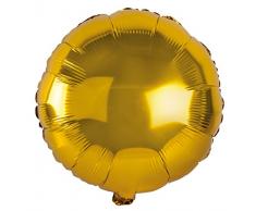 Rayher 87177616 Folienballon Rund, 44cm Ø, gold, XXL Partyballon für Heliumfüllung und Luftfüllung geeignet