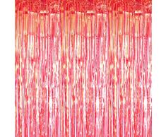 Gejoy 2 Packungen Magic Metallic Fransen Vorhänge Magic Color Folie Vorhang Lametta Foto Booth Hintergrund für Party Supplies Party Dekoration Magic Purple