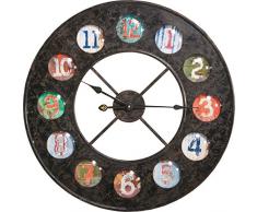Kare Vintage Colore, 32692, Grosse, Moderne XXL Wanduhr im ausgefallenen Shabby Design, schwarz (H/B/T) 70x70x7,5cm