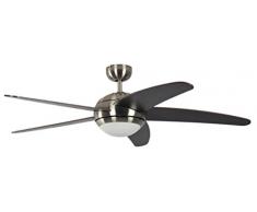 Pepeo Deckenventilator mit Beleuchtung und Fernbedienung Melton, Gehäuse Nickel, Flügelfarbe Wanaque / braun, 132 cm, für Räume bis zu 25m²