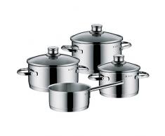 WMF Saphir Topfset 4-teilig, Cromargan Edelstahl poliert, Töpfe mit Glasdeckel, Induktionstöpfe, Topf Induktion, unbeschichtet