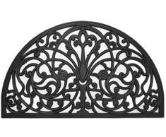 oKu-Tex Fußmatte Türvorleger Fußabtreter Gummi Gusseisen Optik Ornamente Relief für außen 45 x 75 cm schwarz halbrund