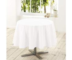 Douceur dIntérieur - 1720243, Tischdecke Runde, 180 cm, Essentiel, Polyester Unifarben, Weiss