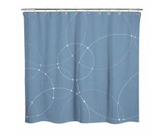Sunlit Duschvorhang mit Sonnenlicht-Design, weiß, überlappende Kreise, moderner Stil, Badezimmer-Dekoration, Vorhang, Marineblau