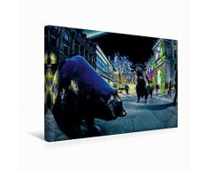 Premium Textil-Leinwand 45 cm x 30 cm quer BÃ¶rsenplatz mit Bulle und BÃ¤r | Wandbild, Bild auf Keilrahmen, Fertigbild auf echter Leinwand, Leinwanddruck