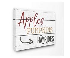 The Stupell Home Décor Collection Wandschild, Motiv Äpfel Kürbiss, Vintage-Stil, gerahmt, Giclée-Motiv, Canvas, Mehrfarbig, 40.64 x 3.81 x 50.8 cm