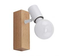 EGLO Wandlampe Townshend 3, 1 flammige Vintage Wandleuchte im Industrial Design, Retro Lampe aus Stahl und Holz, Farbe: Weiß, braun, Fassung: E27