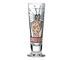 RITZENHOFF Black Label Schnapsglas von Pietro Chiera, aus Kristallglas, 40 ml, mit fünf Schnapsdeckeln
