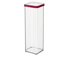 Rotho Loft Vorratsdose 2 l, Kunststoff (BPA-frei), transparent / rot, 2 Liter (10 x 10 x 28,5 cm)