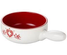 KUHN RIKON 32219 Induktion Heimatliebi 23cm Fondue Caquelon, Ton, Weiss/Rot, 23 cm
