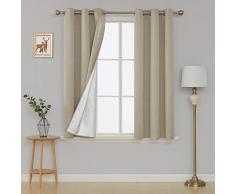 Deconovo Vorhänge mit Silberbeschichtung, einfarbig, Verdunkelungsvorhänge für Fenster, 106,7 x 137,2 cm, beige, 2 Paneele
