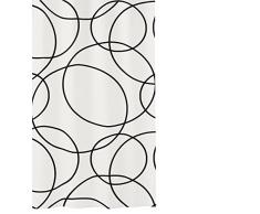 Kleine Wolke Rings Duschvorhang, Polyester, schwarz Weiss, 180 x 200 x 0.2 cm