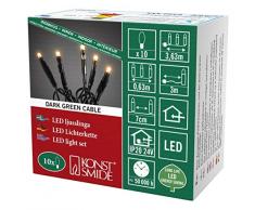 Konstsmide 6350-820 Micro LED Lichterkette / für Innen (IP20) / VDE geprüft / 24V Innentrafo / 10 bernsteinfarbene Dioden / schwarzes Kabel