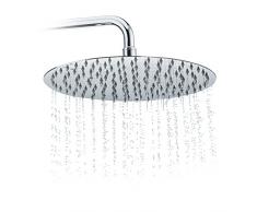 Relaxdays Duschkopf Regendusche rund, 300 mm, Edelstahl, Spiegeleffekt, Hochglanz, rain shower 1/2 Zoll, silber