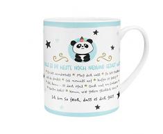 Hope & Gloria Die Geschenkewelt 45756 XL Panda-Design, Porzellan, 60 cl, mit Geschenk-Banderole, Blau Tasse