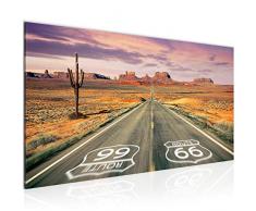 Bilder Route 66 Grand Canyon Wandbild Vlies - Leinwand Bild XXL Format Wandbilder Wohnzimmer Wohnung Deko Kunstdrucke Orang 1 Teilig - MADE IN GERMANY - Fertig zum Aufhängen 611312a