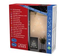 Konstsmide 4043-103 LED Lichtervorhang mit 7 Sternensilhouetten / für Außen (IP44) / 24V Außentrafo / 70 warm weiße Dioden / transparentes Kabel