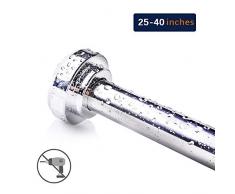 SACHUKOT Federspannvorhangstange, ausziehbare Duschvorhangstange, verstellbare Zugfeder, rutschfest, rostfrei, kein Bohren, 304 Edelstahl, nie zusammenklappbar, für Badezimmer, Küche 25-40 inches