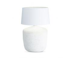 Relaxdays Tischlampe Seegras groß HBT 68 x 45,5 x 45,5 cm Nachttischlampe mit Lampenschirm aus Baumwolle im rustikalen Stil Leselampe im Shabby Chic Design Tischleuchte als Leseleuchte, weiß