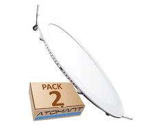 (LA) 2x LED runde Platte 18w (versenkt). Downlight, kaltweiß (6500K), Treiber enthalten. Standardschnitt 200mm. Durchmesser 225 mm. 1600 echte Lumen!