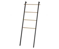 Kela Handtuchleiter, Oak, 4 Stangen, Pulverbeschichtetes Metall mit Eichenholz, 24263, Schwarz matt