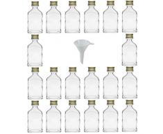 Viva Haushaltswaren #31056# 20 x Mini Glasflasche 20 ml mit Schraubverschluss, als Flachmann, Schnapsflasche & Likörflasche geeignet (inkl. Trichter Ø 5 cm)