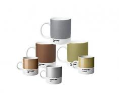 Pantone 18233 Kaffee-& Espressoset Porzellan, aus 3 Kaffeebechern & 3 Espressotassen, Bronze 876, Silver 877 und Gold 10124, Metallic
