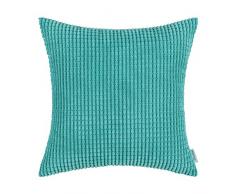 CaliTime Kissenbezüge Kissenhülle Kissenbezug Komfortabler Supersoft Cord Mais Gestreift Beidseitig Dekokissenbezug 45cm x 45cm Türkis