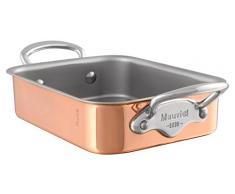 Unbekannt Mauviel Kupfernes Wasserbad Bräter, 14 x 10 cm, Edelstahl-Griffe