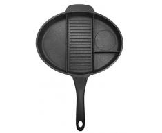 Jocca Multi Section Divided Frying PAN 1039-Mehrfach Geteilte Bratpfanne, Edelstahl, Schwarz, 3.96 x 30.5 x 35.5 cm