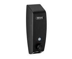 WENKO Seifenspender Varese Schwarz, Wand-Seifenspender zum Schrauben oder Kleben, Kunststoff, 8,5 x 25 x 8 cm, schwarz