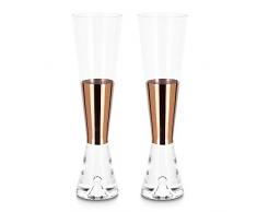 Tom Dixon Tank Sektgläser | 2er Set Sektgläser | mundgeblasenes Glas mit handbemalten Kupferdetails Kupfer